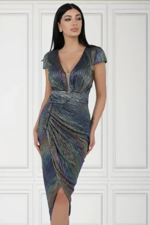 Rochie midi eleganta conica asimetrica