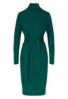Rochie midi  eleganta - maneci lungi - viscoza - verde -