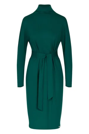 Rochie midi eleganta - maneci lungi - viscoza - verde -