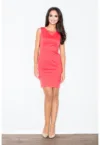Rochie midi  eleganta - mulata - coral - poliester
