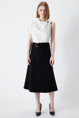Rochie midi evazata cu catarama