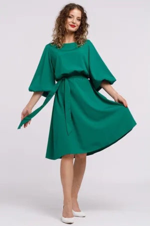 Rochie midi evazata cu cordon