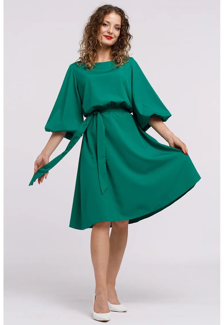 Rochie midi evazata cu cordon