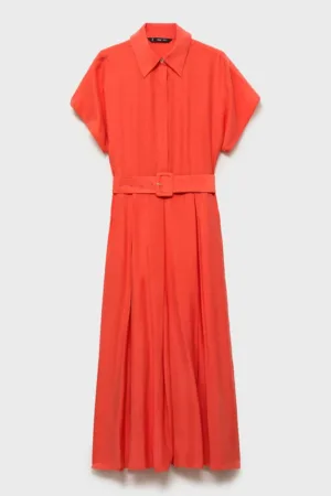 Rochie midi evazata cu curea