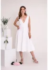 Rochie midi evazata cu decolteu adanc in V Erini