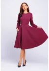 Rochie midi evazata cu decolteu barcuta