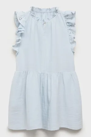 Rochie midi evazata cu detalii perforate