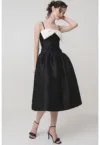 Rochie midi evazata cu funda