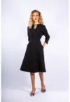 Rochie midi evazata cu maneci 3/4