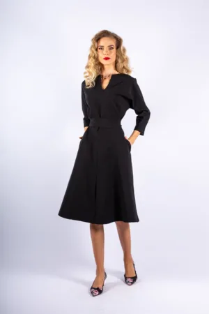 Rochie midi evazata cu maneci 3/4