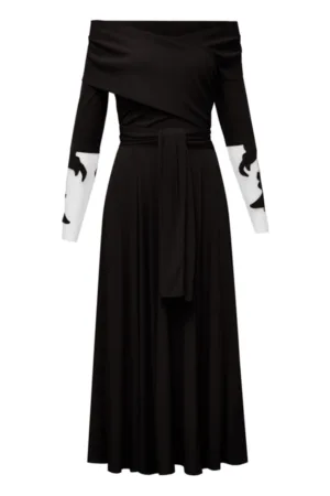 Rochie midi evazata cu maneci brodate Rimini