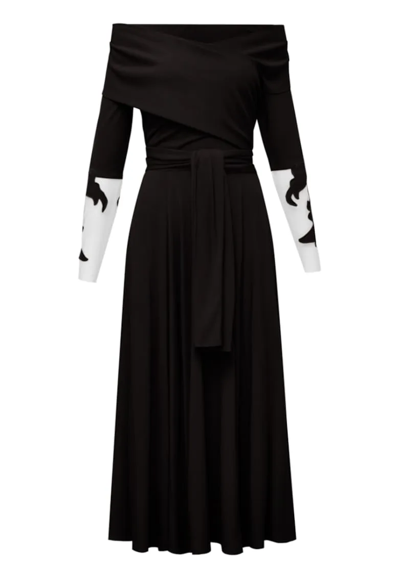 Rochie midi evazata cu maneci brodate Rimini