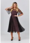 Rochie midi evazata cu maneci transparente