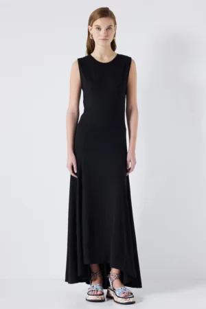 Rochie midi evazata cu terminatie asimetrica