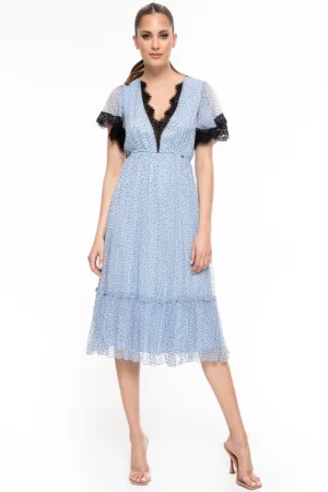 Rochie midi evazata de matase