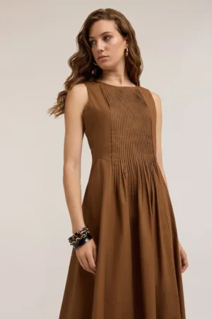 Rochie midi evazata din bumbac