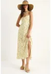 Rochie midi -  fara bretele - imprimeu floral - crapatura - viscoza