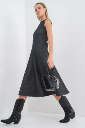 Rochie midi fara maneci -cu croiala in A Saphir