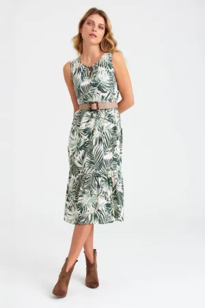 Rochie midi fara maneci - cu imprimeu