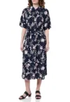 Rochie midi -  floral - bleumarin - 100% viscoza -