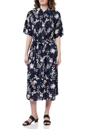 Rochie midi - floral - bleumarin - 100% viscoza -
