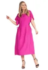 Rochie midi -  fuchsia - eleganta simpla - material lejer - viscoza -
