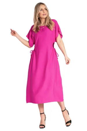 Rochie midi - fuchsia - eleganta simpla - material lejer - viscoza -