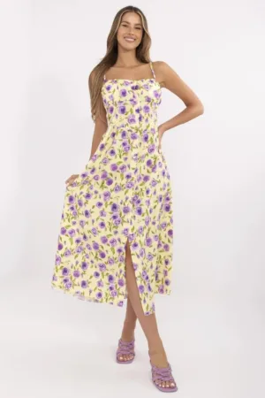 Rochie midi galben - poliester -