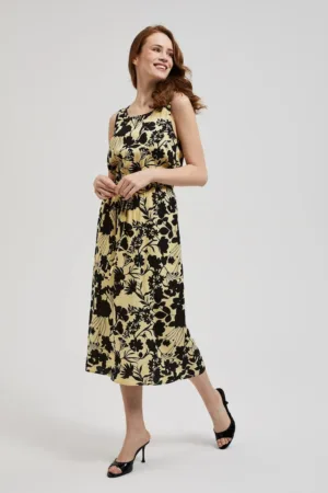 Rochie midi galbena cu flori