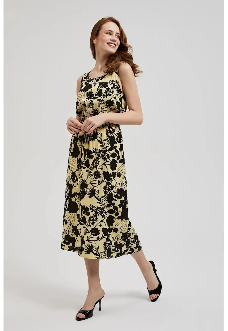 Rochie midi galbena cu flori