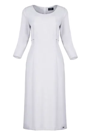 Rochie midi gri - maneci 3/4 - poliester