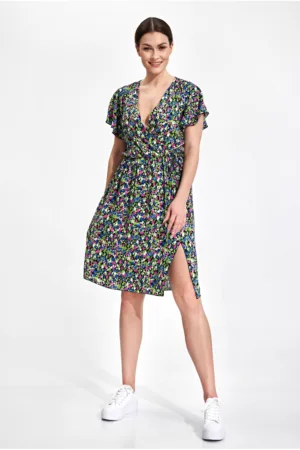 Rochie midi imprimeu floral - multicolor - viscoza 100%