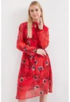 Rochie midi - HiCCUP - imprimeu floral - rosu - poliester