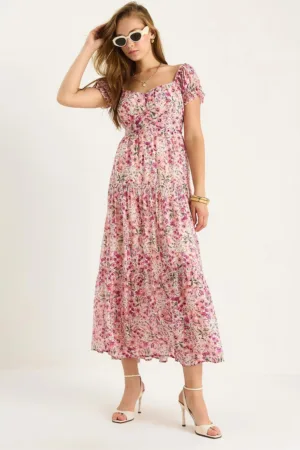 Rochie midi  in forma de inima - textil - roz