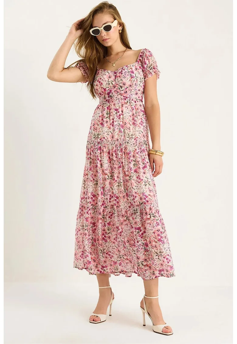 Rochie midi in forma de inima - textil - roz