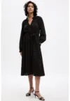 Rochie midi lejera cu cordon in talie