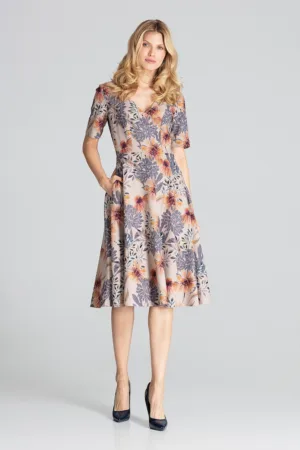Rochie midi model M673 - floral - multicolor - poliester 100%