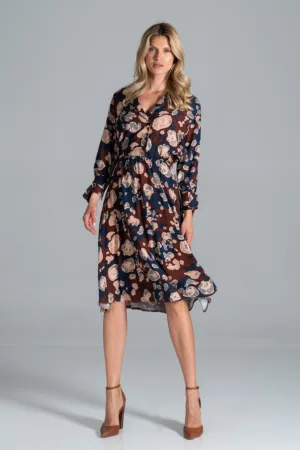 Rochie midi model cu imprimeu - bumbac/poliester