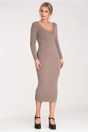 Rochie midi mulata - bej - viscoza -