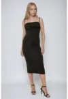 Rochie midi mulata -  guler inalt - negru - jerseu