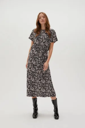 Rochie midi  neagra - material tricotat - marime