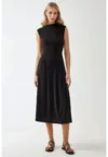 Rochie midi  neagra - jerseu