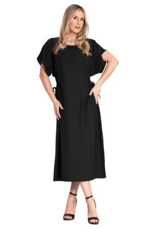 Rochie midi - neagra - viscoza - confortabila -