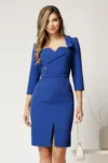 Rochie midi office conica albastra