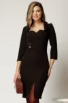 Rochie midi office conica maro inchis