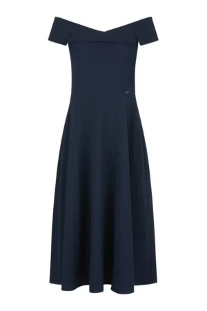 Rochie midi pe bie si decolteu pe umeri - XS