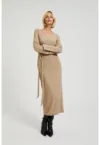 Rochie midi plisata bej