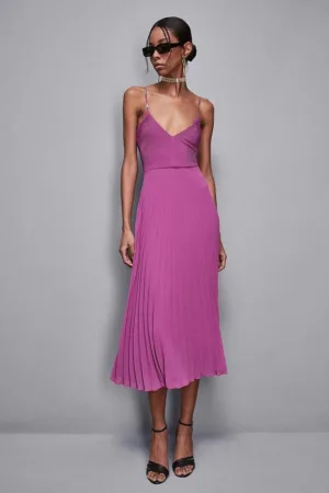 Rochie midi - plisata - cu bretele reglabile