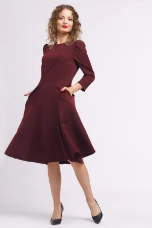 Rochie midi plisata cu buzunare laterale