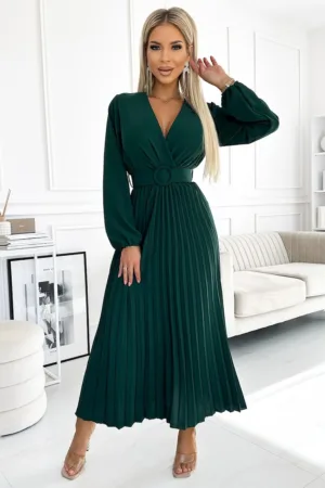 Rochie midi plisata cu decolteu -